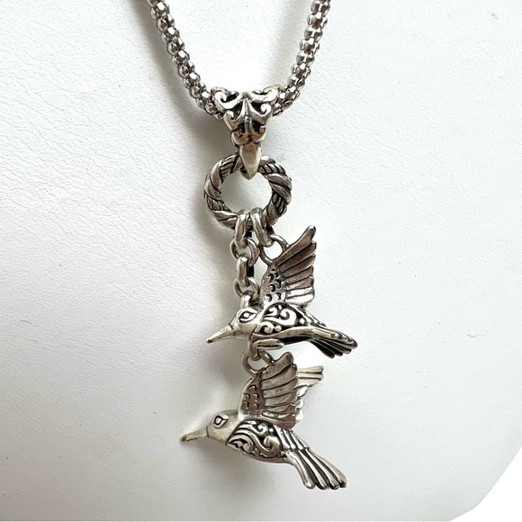 NWT 925 STERLING SILVER HUMMINGBIRDS PENDANT NECKLACE JEWELRY - Picture 6 of 9